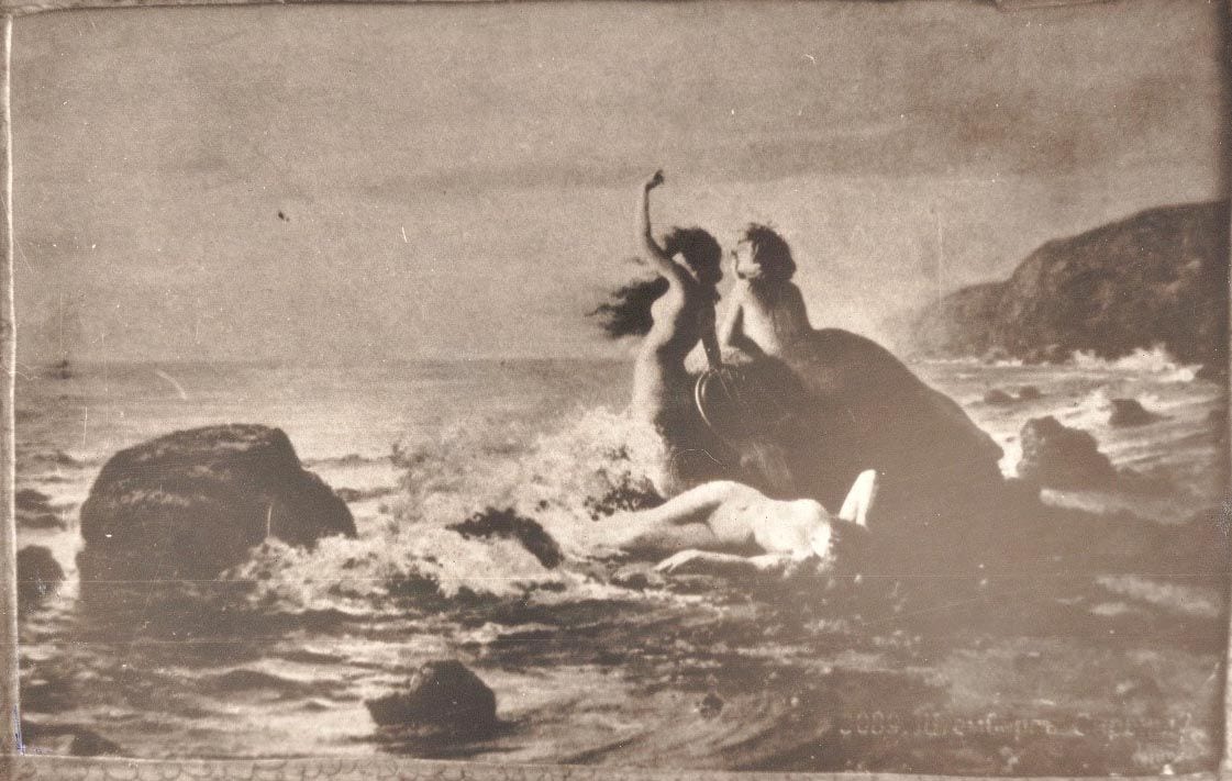 Historical photograph of Sirens or Sea Maidens or Sea Nymphs or Mermaids, 1895 from the family album