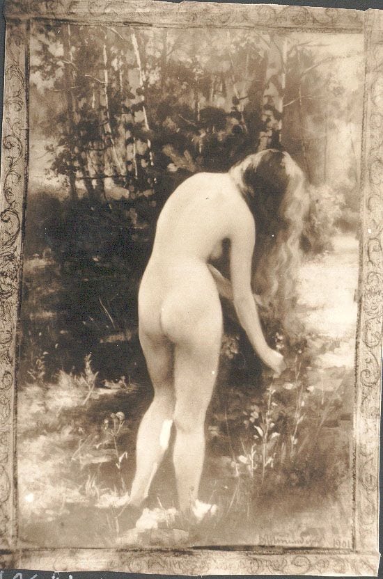Historical photograph of It is cool in the woods, 1901 from the family album