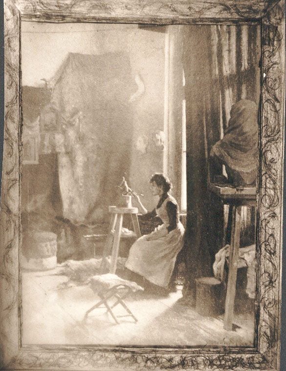 Historical photograph of A Corner of an Art Studio 'Sculptress', 1890 from the family album
