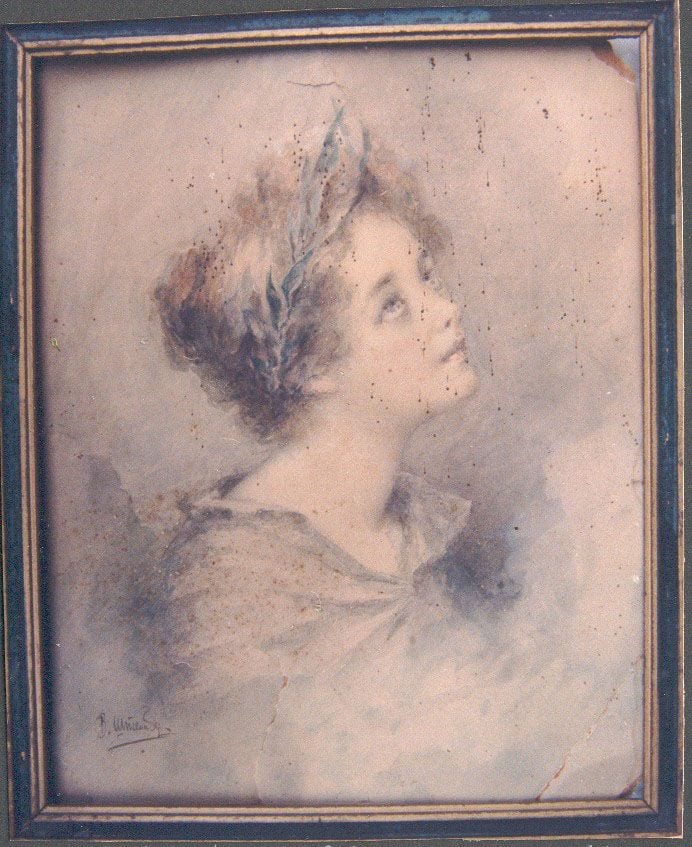 Historical photograph of A Head of a Girl, 1900 from the family album