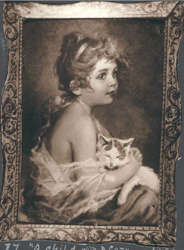 Historical photograph of Ksenia With A Cat, 1892 from the family album