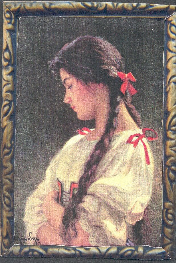 Historical photograph of Italian Girl with Braid, 1910 from the family album