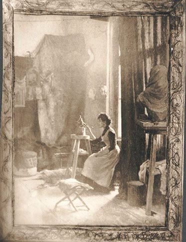A Corner of an Art Studio 'Sculptress', 1890, painting by Victor Stember