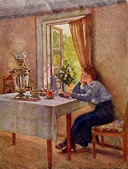 Breakfast By The Window', 1915, painting by Victor Stember