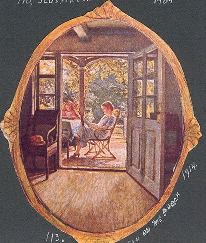 Lessons On The Porch, 1914, painting by Victor Stember
