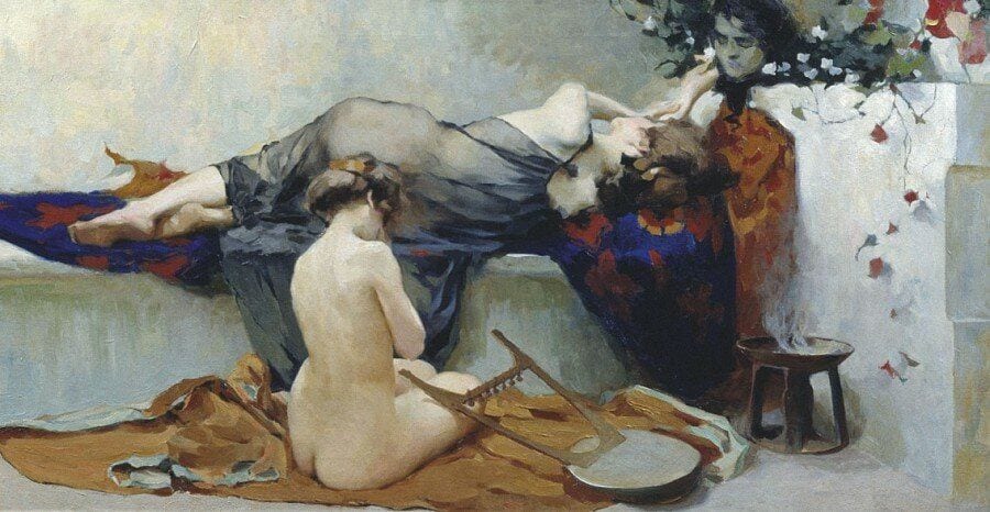 A Musical Moment, painting by Victor Stember