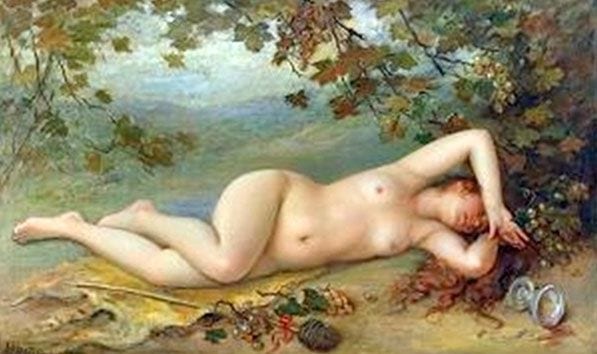 Sleeping Bacchante, 1900, painting by Victor Stember