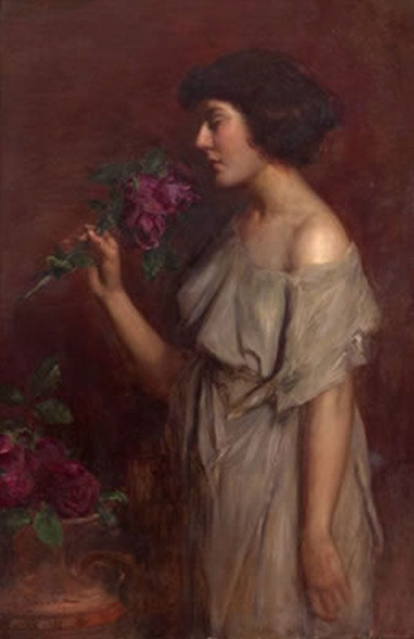 Portrait of a Woman With a Rose, 2011, painting by Victor Stember