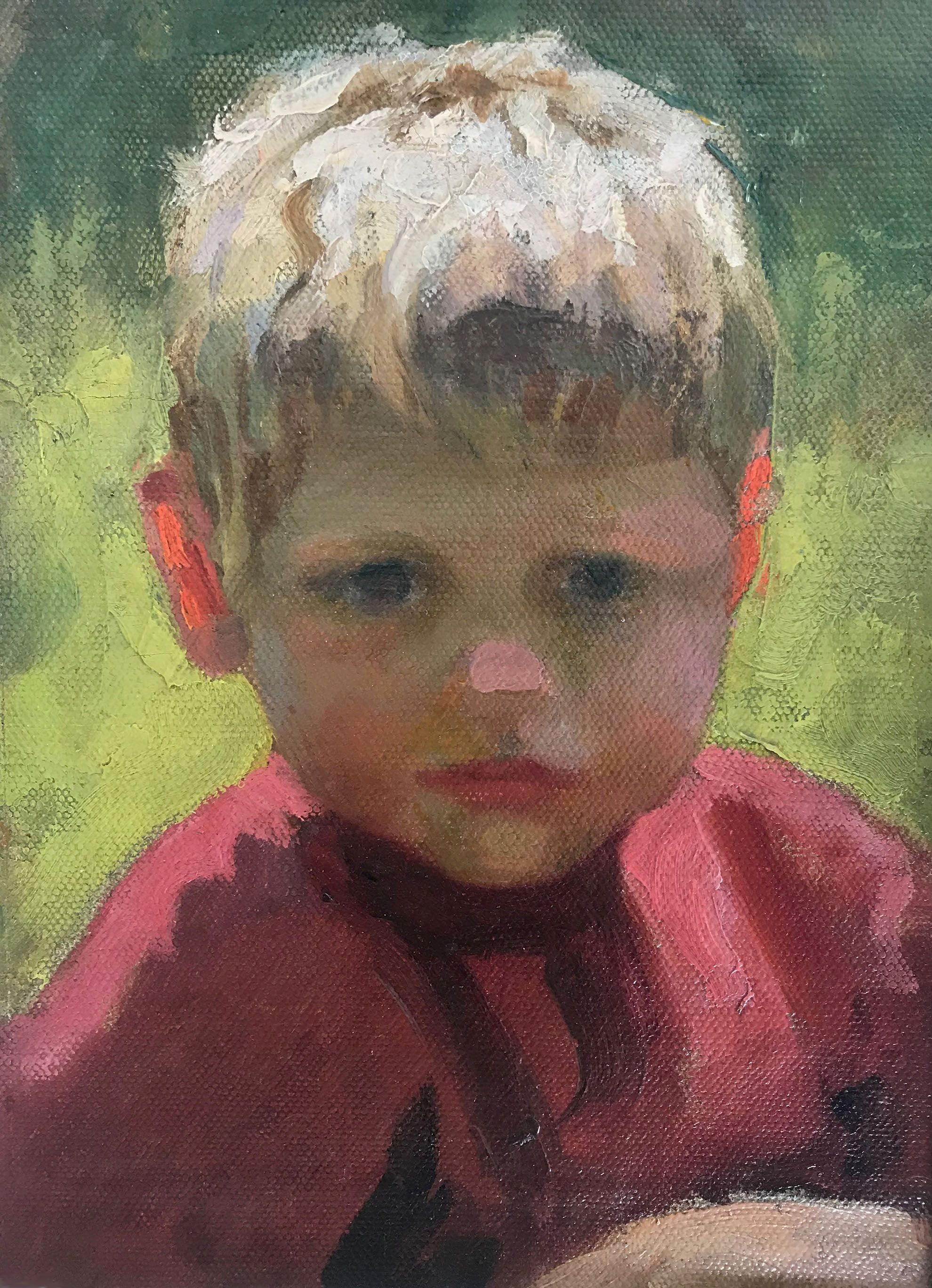 Boy in Red Sweater, painting by Victor Stember