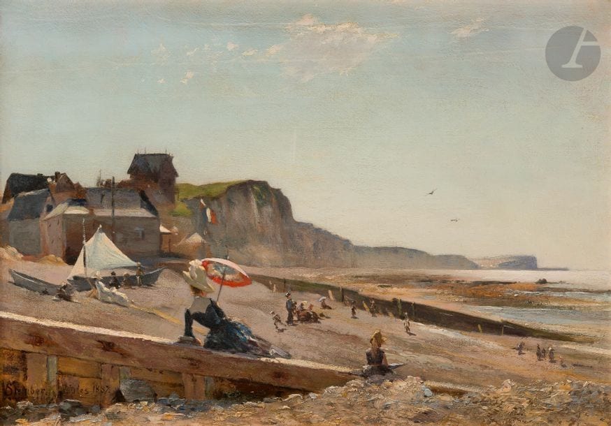 Lively Beach in Veules, 1897, painting by Victor Stember