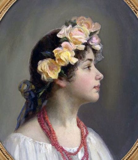 In a Garland of Roses, 1910, painting by Victor Stember