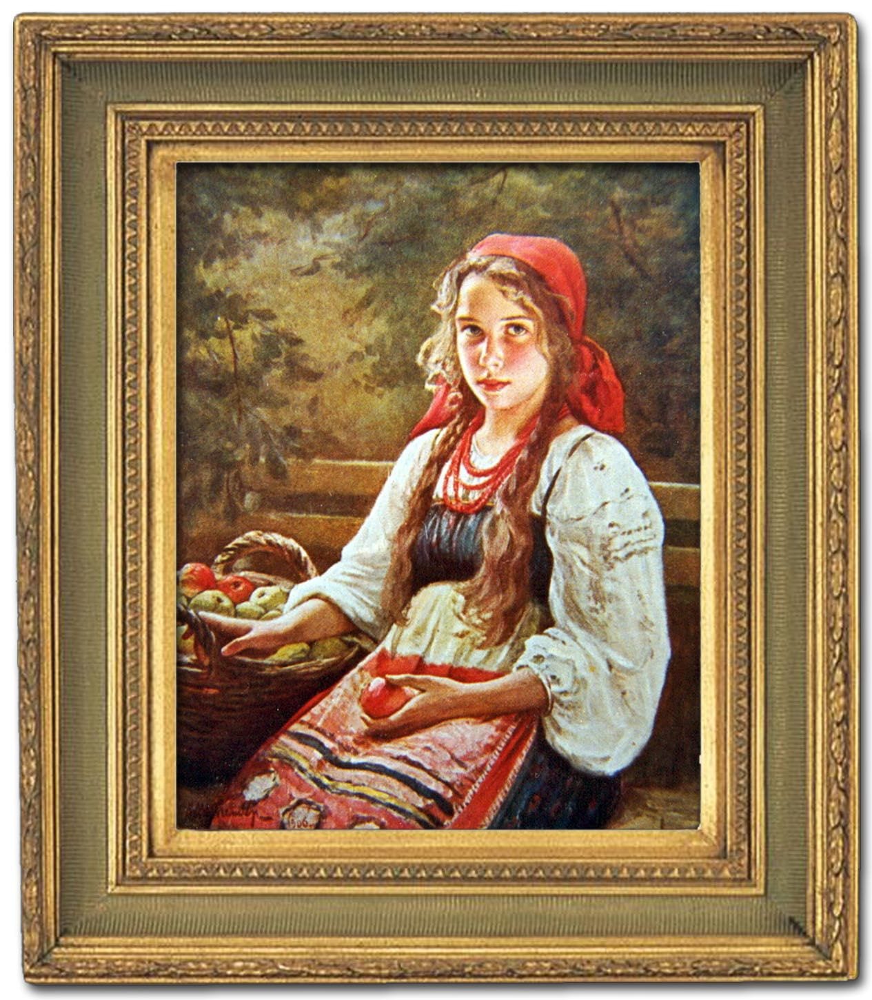 Girl With Apples, 1906, painting by Victor Stember