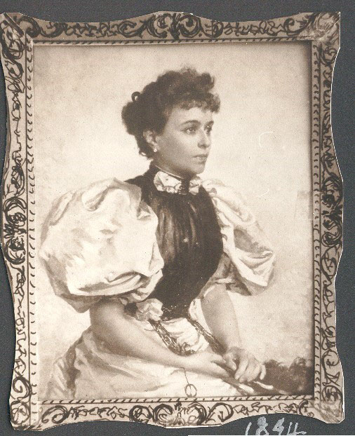 Mrs. E. Feigina, 1894: archival photograph of Stember’s framed portrait of a young woman in puffed sleeves
