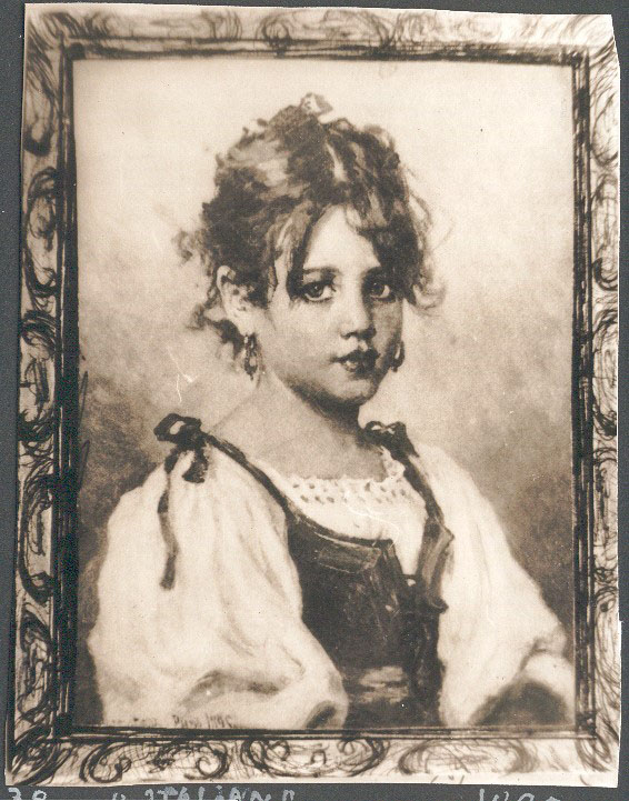 Italian, 1895: archival photograph of Stember’s framed painting of a young girl in a peasant blouse