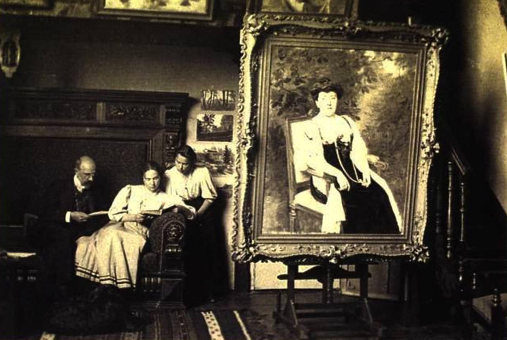 Countess Sheremetiev is shown in this family photo in 1909 in St. Petersburg. The artist Stember is