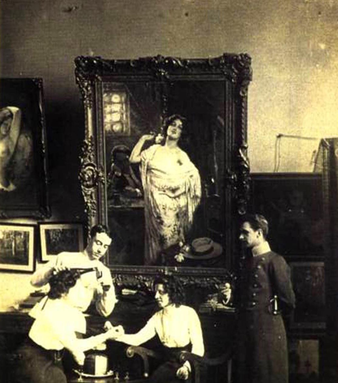 1910: Petrograd (St. Petersburg) The artists studio at 42 Gallery Street. The family is gathered to