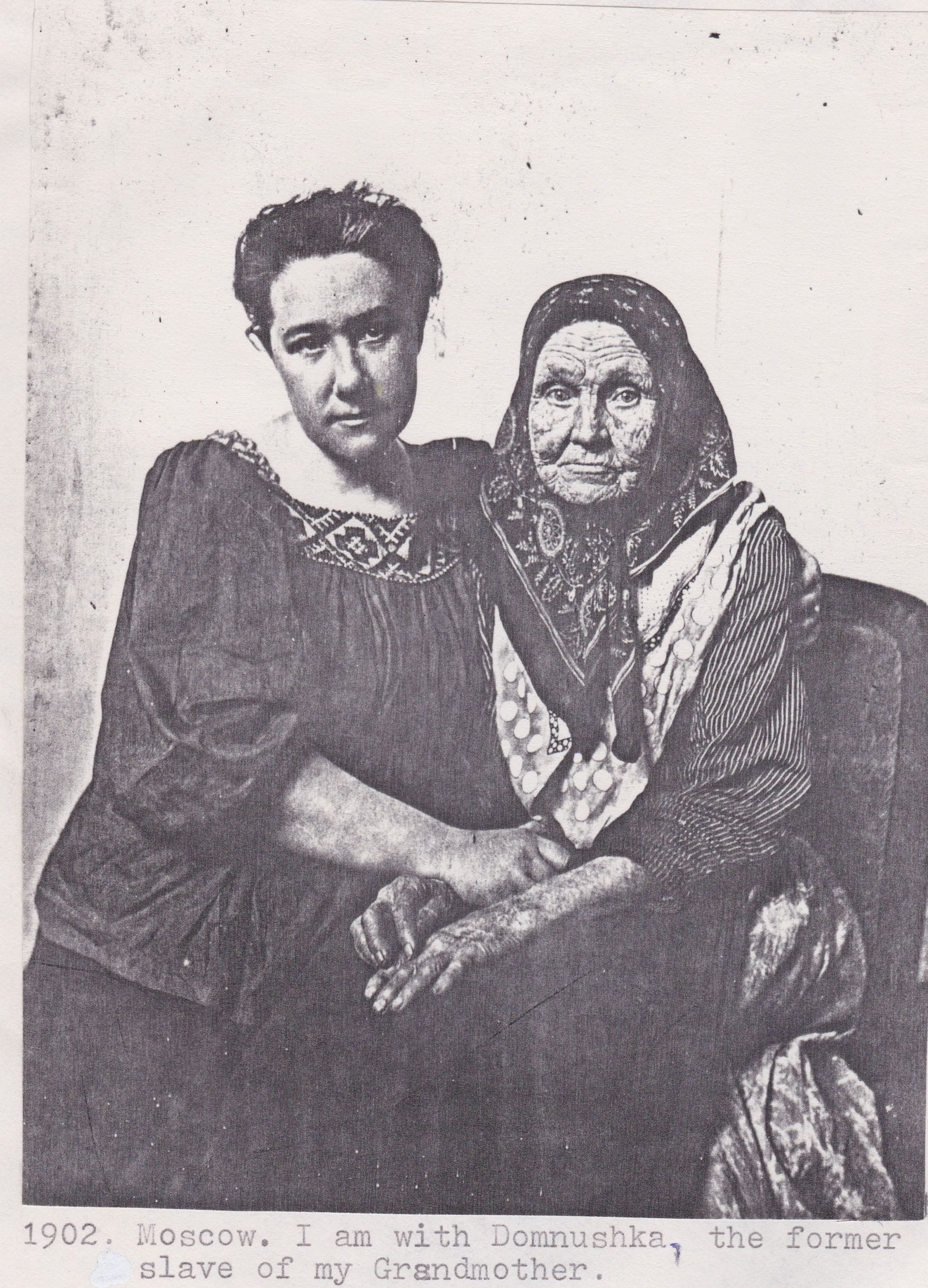 The artists daughter Natasha with 'Domna' the children nurse. Domnuska was a serf who was given in s