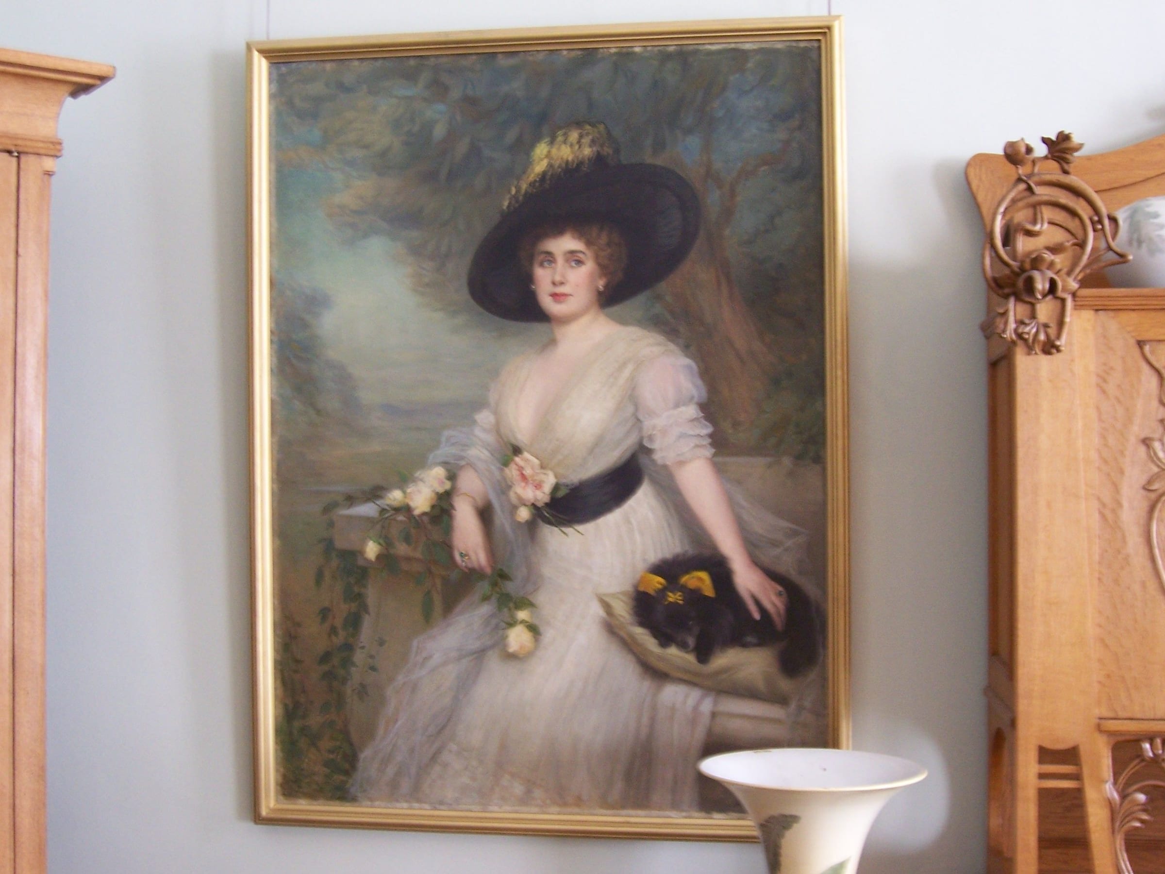 A closer view of the painting as it hangs in the Hermitage in St. Petersburg. The portrait is of Bar